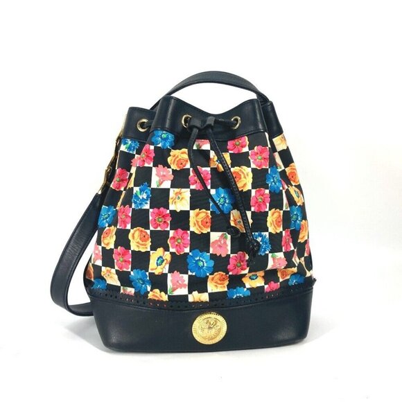 VERSACE Floral chain bag Bucket type flower Drawstring crossbody Shoulder Bag - Picture 1 of 10
